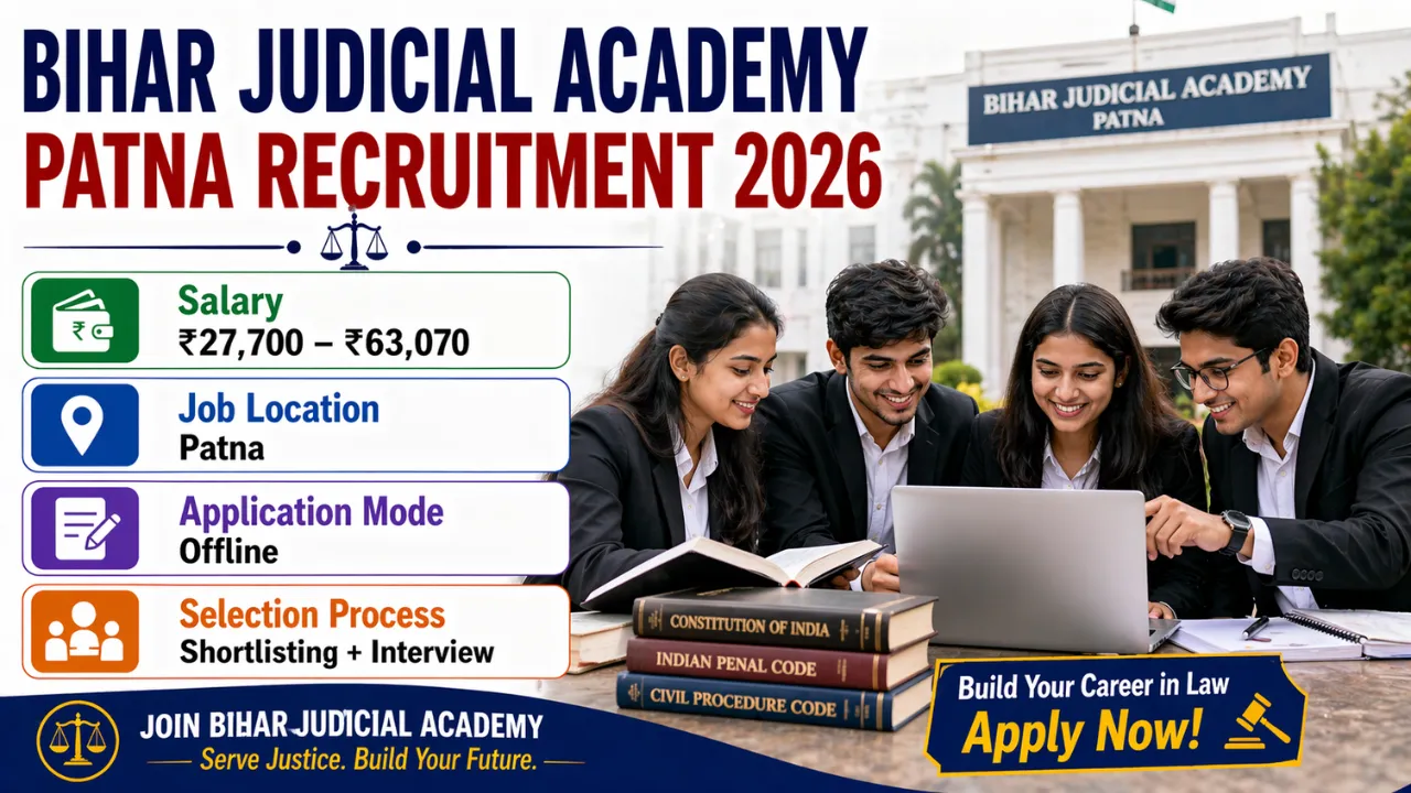 Bihar Judicial Academy Patna Recruitment 2026 for 8 Assistant Research Scholar & Senior Faculty Member