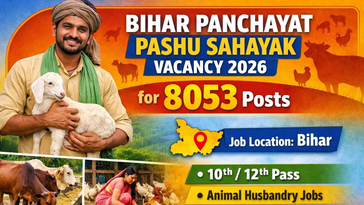 Bihar Panchayat Pashu Sahayak Vacancy 2026 for 8053 Posts