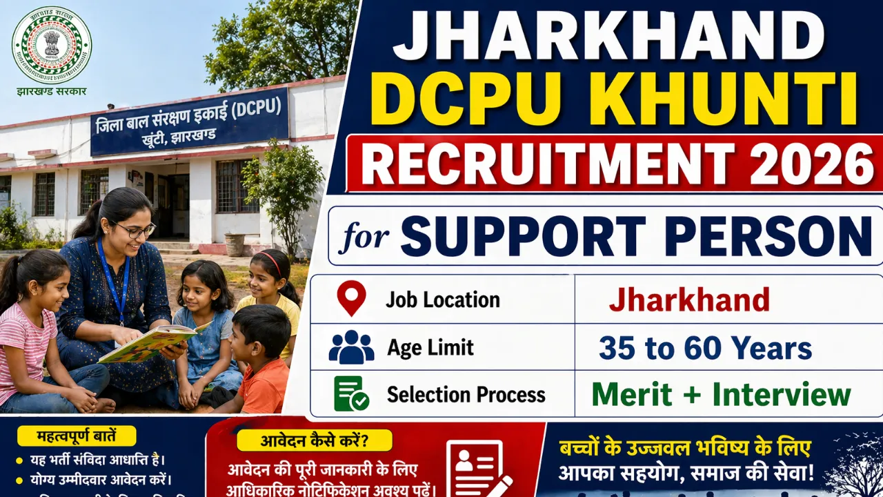Jharkhand DCPU Khunti Recruitment 2026 for Support Person